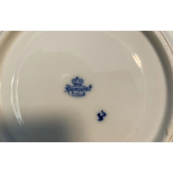 Antique Koenigszelt Silesia Blue Lace Flowers Strawflower Saucer Set of 2 - Picture 4 of 6